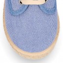 Kids PANAMA Cotton canvas Laces up shoes Espadrille style design.