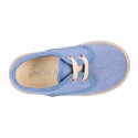 Kids PANAMA Cotton canvas Laces up shoes Espadrille style design.