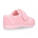 Terry cloth cotton Home shoes with UNICORNS design and hook and loop strap closure.