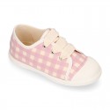 VICHY Cotton canvas kids Tennis shoes with shoelaces closure and toe cap.