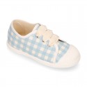 VICHY Cotton canvas kids Tennis shoes with shoelaces closure and toe cap.