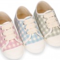 VICHY Cotton canvas kids Tennis shoes with shoelaces closure and toe cap.