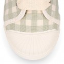 VICHY Cotton canvas kids Tennis shoes with shoelaces closure and toe cap.