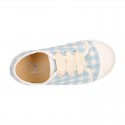 VICHY Cotton canvas kids Tennis shoes with shoelaces closure and toe cap.