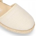 CEREMONY girl Linen canvas espadrille shoes with crossed straps design.