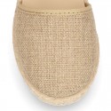 CEREMONY girl Linen canvas espadrille shoes with crossed straps design.