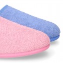 Terry cloth Kids Home shoes with open heel design CLOG style.