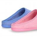 Terry cloth Kids Home shoes with open heel design CLOG style.