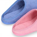 Terry cloth Kids Home shoes with open heel design CLOG style.