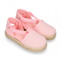 VICHY Cotton Canvas Girl Valenciana style espadrille shoes in PASTEL colors.