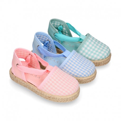 VICHY Cotton Canvas Girl Valenciana style espadrille shoes in PASTEL colors.