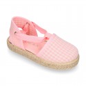 VICHY Cotton Canvas Girl Valenciana style espadrille shoes in PASTEL colors.