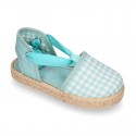 VICHY Cotton Canvas Girl Valenciana style espadrille shoes in PASTEL colors.