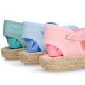 VICHY Cotton Canvas Girl Valenciana style espadrille shoes in PASTEL colors.