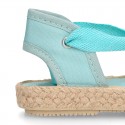 VICHY Cotton Canvas Girl Valenciana style espadrille shoes in PASTEL colors.