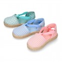 VICHY Cotton Canvas Girl Valenciana style espadrille shoes in PASTEL colors.