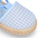 VICHY Cotton Canvas Girl Valenciana style espadrille shoes in PASTEL colors.