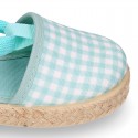 VICHY Cotton Canvas Girl Valenciana style espadrille shoes in PASTEL colors.