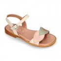 Nappa Leather Girl Sandal shoes with LEAFS design.