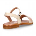 Nappa Leather Girl Sandal shoes with LEAFS design.