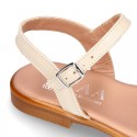 Nappa Leather Girl Sandal shoes with LEAFS design.