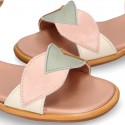 Nappa Leather Girl Sandal shoes with LEAFS design.
