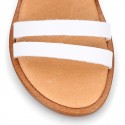 WHITE Nappa leather Girl sandal shoes with straps ROMAN design.