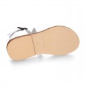 WHITE Nappa leather Girl sandal shoes with straps ROMAN design.