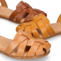 Cowhide leather Girl sandal shoes jelly type design with ankle strap closure.