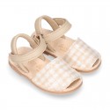 Extra soft Nappa leather Girl Menorquina sandals with VICHY SEQUINS design.