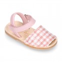 Extra soft Nappa leather Girl Menorquina sandals with VICHY SEQUINS design.