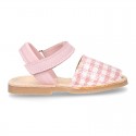 Extra soft Nappa leather Girl Menorquina sandals with VICHY SEQUINS design.