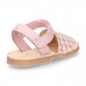 Extra soft Nappa leather Girl Menorquina sandals with VICHY SEQUINS design.