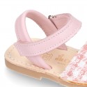 Extra soft Nappa leather Girl Menorquina sandals with VICHY SEQUINS design.