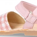 Extra soft Nappa leather Girl Menorquina sandals with VICHY SEQUINS design.