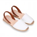 Combined nappa leather Girl Menorquina sandal shoes with rear strap.