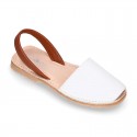 Combined nappa leather Girl Menorquina sandal shoes with rear strap.