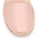 Combined nappa leather Girl Menorquina sandal shoes with rear strap.