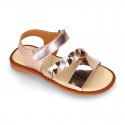 Laminated leather girl sandal shoes with BRAIDED design.
