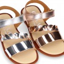 Laminated leather girl sandal shoes with BRAIDED design.