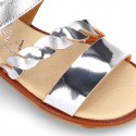 Laminated leather girl sandal shoes with BRAIDED design.