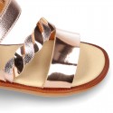 Laminated leather girl sandal shoes with BRAIDED design.