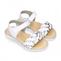 Nappa leather girl sandal shoes with BRAIDED design.