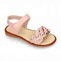 Nappa leather girl sandal shoes with BRAIDED design.