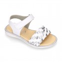 Nappa leather girl sandal shoes with BRAIDED design.