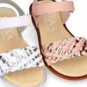 Nappa leather girl sandal shoes with BRAIDED design.