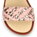 Nappa leather girl sandal shoes with BRAIDED design.