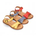 EXTRA SOFT Nappa leather Girl sandal shoes with crossed straps design.