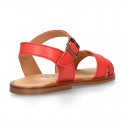 EXTRA SOFT Nappa leather Girl sandal shoes with crossed straps design.