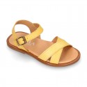 EXTRA SOFT Nappa leather Girl sandal shoes with crossed straps design.